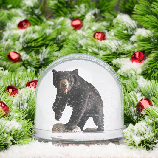 SlipperyJoe's schwarzer Bär dicken dunklen Pelz ma Schneekugeln (Weihnachten)