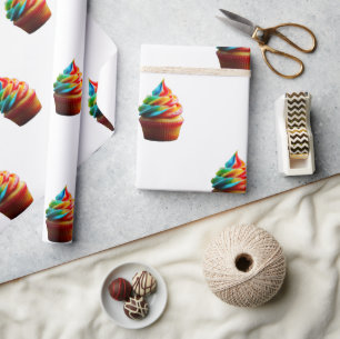 SlipperyJoe's schwindelerregende Regenbogen-Cupcak Geschenkpapier