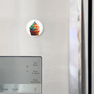SlipperyJoe's schwindelerregende Regenbogencupcake Magnet