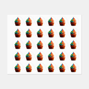 SlipperyJoe's schwindelerregender Regenbogen-Cupca Etiketten