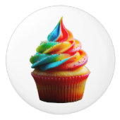 SlipperyJoe's schwindelerregender Regenbogen-Cupca Keramikknauf (Vorderseite)