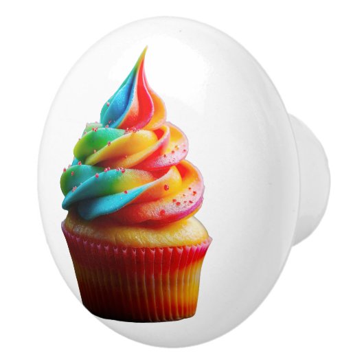 SlipperyJoe's schwindelerregender Regenbogen-Cupca Keramikknauf (Rechts)