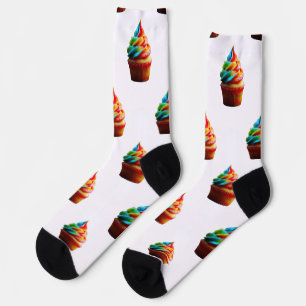 SlipperyJoe's schwindelerregender Regenbogen-Cupca Socken