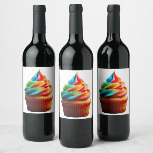 SlipperyJoe's schwindelerregender Regenbogen-Cupca Weinetikett