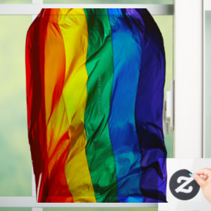 SlipperyJoe's schwule Regenbogenflagge weht rot or Fensteraufkleber