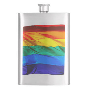 SlipperyJoe's schwule Regenbogenflagge weht rot or Flachmann