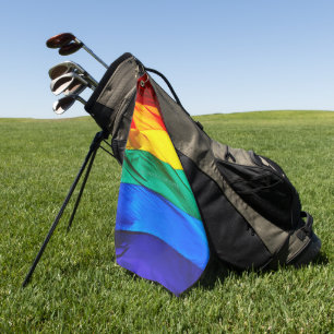 SlipperyJoe's schwule Regenbogenflagge weht rot or Golfhandtuch