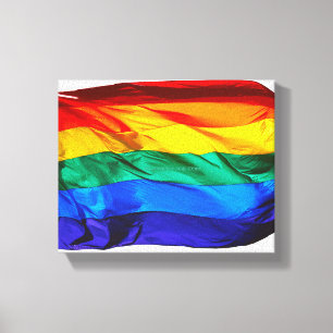 SlipperyJoe's schwule Regenbogenflagge weht rot or Leinwanddruck