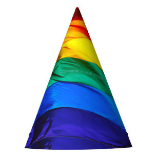 SlipperyJoe's schwule Regenbogenflagge weht rot or Partyhütchen