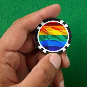 SlipperyJoe's schwule Regenbogenflagge weht rot or Pokerchips
