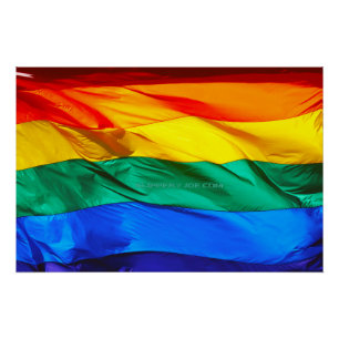 SlipperyJoe's schwule Regenbogenflagge weht rot or Poster