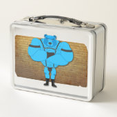 SlipperyJoe's schwuler Muskel Bär Cartoon, während Metall Brotdose (Rückseite)