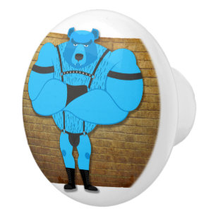 SlipperyJoe's schwuler Muskelbär Cartoon-Tanga-Led Keramikknauf