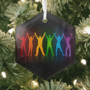 Slipperyjoe's sechs stehende Silhouetten mit erhob Ornament Aus Glas