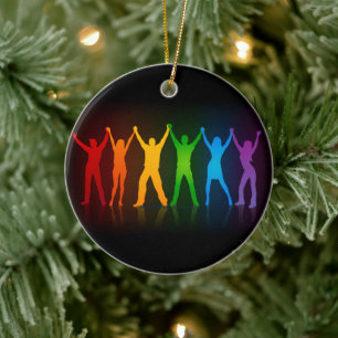 Slipperyjoes sechs stehende Silhouetten mit erhobe Keramik Ornament