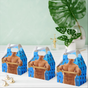 SlipperyJoe's shirtless muskulöser Mann Abs Brust  Geschenkschachtel