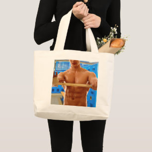 SlipperyJoe's shirtless muskulöser Mann Abs Brust  Jumbo Stoffbeutel
