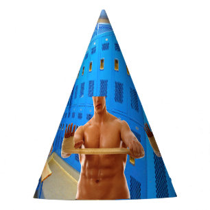 SlipperyJoe's shirtless muskulöser Mann Abs Brust Partyhütchen