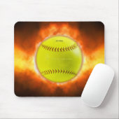 SlipperyJoe's Softball auf Feuer Flammen Feuer Feu Mousepad (Mit Mouse)