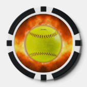 SlipperyJoe's Softball auf Feuer Flammen Feuer Feu Pokerchips (Vorderseite)
