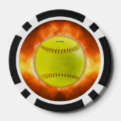 SlipperyJoe's Softball auf Feuer Flammen Feuer Feu Pokerchips (Rückseite)