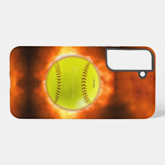 SlipperyJoe's Softball auf Feuer Flammen Feuer Feu Samsung Galaxy Hülle (Rückseite (Horizontal))