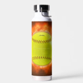 SlipperyJoe's Softball auf Feuer Flammen Feuer Feu Trinkflasche (Links)