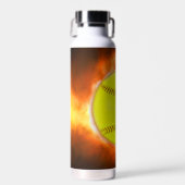 SlipperyJoe's Softball auf Feuer Flammen Feuer Feu Trinkflasche (Vorne)