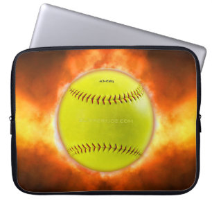 SlipperyJoe's Softball in Flammen Feuerball Himbee Laptopschutzhülle
