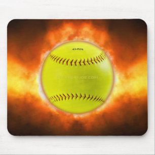 SlipperyJoe's Softball in Flammen Flammen Feuerbal Mousepad