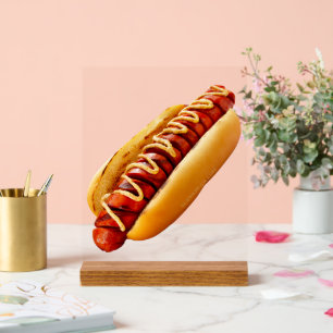 SlipperyJoe's Sommer-BBQ-Vibe-Hotdog in weichem Br Acrylschild