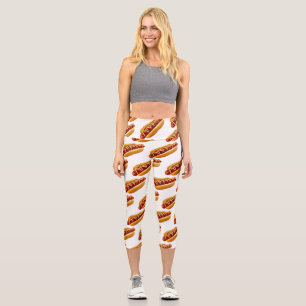 SlipperyJoe's Sommer-BBQ-Vibe-Hotdog in weichem Br Capri Leggings