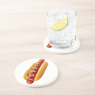 SlipperyJoe's Sommer-BBQ-Vibe-Hotdog in weichem Br Getränkeuntersetzer