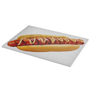 SlipperyJoe's Sommer-BBQ-Vibe-Hotdog in weichem Br Schneidebrett