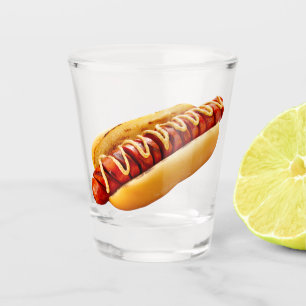 SlipperyJoe's sommerliche BBQ-Stimmung Hot Dog in Schnapsglas