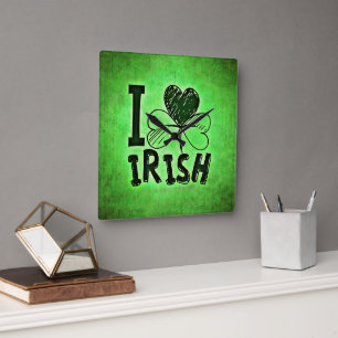 SlipperyJoe's St. Patrick's Day Feiertag irische P Quadratische Wanduhr