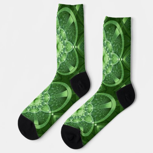 SlipperyJoe's St. Patrick's Day Fraktal Vortex hol Socken (Linkes Detail)