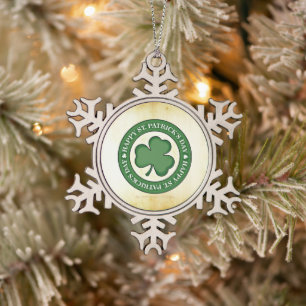 SlipperyJoe's St. Patrick's Day glänzendes dreiblä Schneeflocken Zinn-Ornament