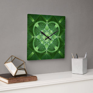SlipperyJoe's St. Patrick's Day leuchtendes vierbl Quadratische Wanduhr