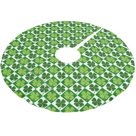 SlipperyJoe's St. Patrick's Day Vierblattklee Polyester Weihnachtsbaumdecke (Schrägansicht)