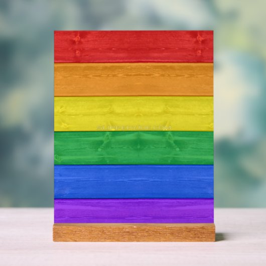 SlipperyJoe's Stolz Holzflagge horizontalen Regenb Acrylschild (Neutral)