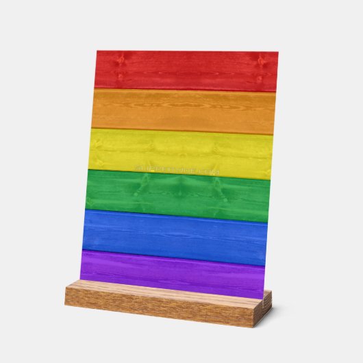 SlipperyJoe's Stolz Holzflagge horizontalen Regenb Acrylschild (Winkel)