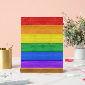 SlipperyJoe's Stolz Holzflagge horizontalen Regenb Acrylschild (Hochzeit)