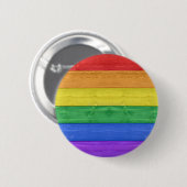 SlipperyJoe's Stolz Holzflagge horizontalen Regenb Button (Vorne & Hinten)