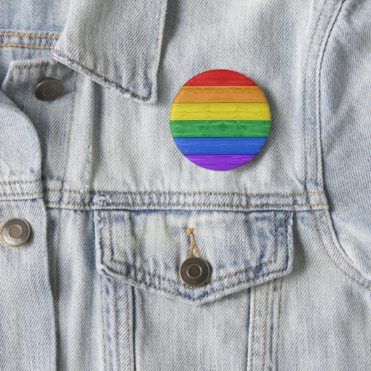 SlipperyJoe's Stolz Holzflagge horizontalen Regenb Button (Beispiel)