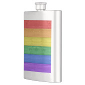 SlipperyJoe's Stolz Holzflagge horizontalen Regenb Flachmann (Links)