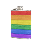 SlipperyJoe's Stolz Holzflagge horizontalen Regenb Flachmann (Links)