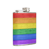 SlipperyJoe's Stolz Holzflagge horizontalen Regenb Flachmann (Rechts)