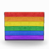 SlipperyJoe's Stolz Holzflagge horizontalen Regenb Fotoblock (Vorderseite)