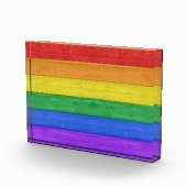 SlipperyJoe's Stolz Holzflagge horizontalen Regenb Fotoblock (Rechts)